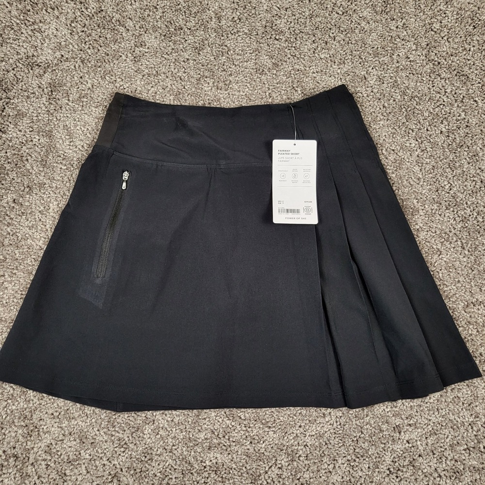 Athleta Fairway Pleated Skort Womens XS Black NEW 533521 Active Golf Tennis